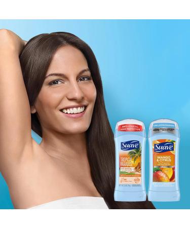 Suave Deodorant Antiperspirant for Women Variety Pack Tropical Paradise + Mango & Citrus Invisible Solid 48H Protection Anti-Staining 2.6 Oz Ea (2 Piece Set) - Buy Online on GoSupps.com
