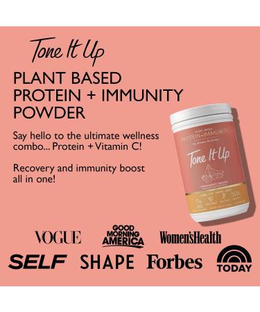Tone It Up Plant Based Protein + Immunity Powder for Women | Dairy-Free, Gluten-Free, Kosher | Non-GMO Pea & Chia Seed Protein with Oat Milk | 15g Protein + Vitamin C | Strawberry Banana Flavor - Buy Online on GoSupps.com
