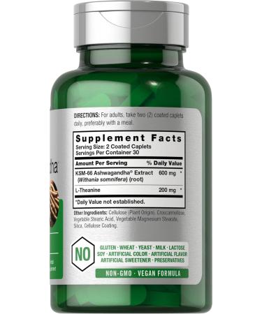 Horbaach KSM-66 Ashwagandha 600mg with L-Theanine - Vegan Non-GMO Gluten Free | 60 Coated Caplets - Best Complex Supplement for Stress & Wellness - Buy Online on GoSupps.com