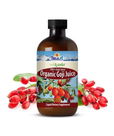 Organic Goji Berry Juice Liquid Goji Juice Improves Absorption Promotes Healthy Skin Increases Energy Helps Inflammation Made from 100% Organic Goji Berries - 500 ml