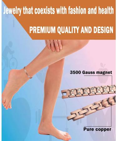 YINOX Magnetic Copper Anklet for Men - 26cm 10mm | Premium Quality Health Benefits Stylish Design - Shop Internationally! - Buy Online on GoSupps.com