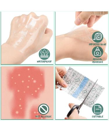 100-Piece Transparent Waterproof Stretch Adhesive Bandages - 4 Sizes (3, 5, 6, 8 Inch) | Tattoo Aftercare Bandage | Shower Patch Film Cover - Buy Online on GoSupps.com