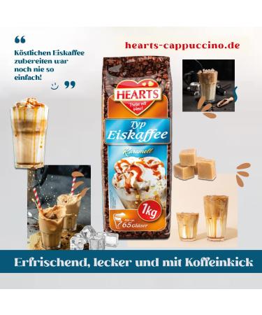 HEARTS Iced Caramel Coffee 10 x 1 kg Instant Coffee Value Pack Approx. 65 Glasses/Bag Whole Bean Coffee Iced Caramel Coffee Caffeine & Soluble - Buy Online on GoSupps.com