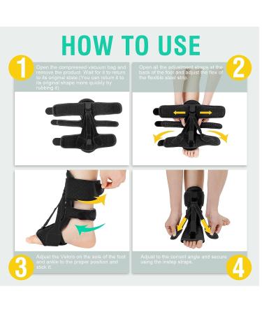 2 Pack Plantar Fasciitis Night Splint - Adjustable Relief Brace for Women & Men - Achilles Tendonitis Support - Black - Buy Online on GoSupps.com