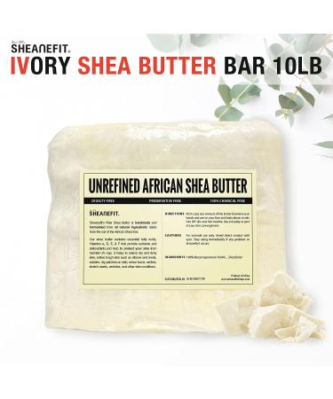 10lb Raw Unrefined Ivory African Shea Butter Bulk Bar - DIY Body Butter Making - Shea Moisture for Skin Care - 1 Pack - Buy Online on GoSupps.com