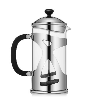 KONA French Press Coffee Maker Large Comfortable Handle & Glass Protecting Stylish Stainless Steel Frame 34 oz (34 oz, 8 cups) 1000ml Stainless Steel