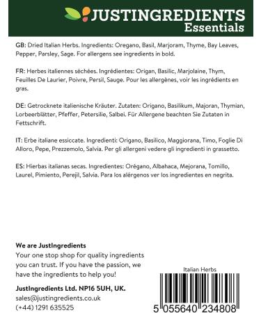 JustIngredients Essentials Italian Herbs 1kg - Premium Quality Blend | Pack of 1 - Buy Online on GoSupps.com