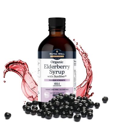Nutra Well Vitamins Per Se Labs Organic Elderberry Syrup with Sunfiber for Adults + Kids - Made in USA Highly Concentrated Black Elderberry Liquid Extract for Immune System Support (4 Ounce 120ml)