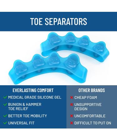 Everlasting Comfort Silicone Gel Toe Spacers - Pain Relief & Bunion Corrector for Men & Women Comfortable & Supportive Ideal for Yoga - Sizes 5-12 Blue - Buy Online on GoSupps.com