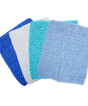 Time to Sparkle 4pcs Crochet Tube Top Crochet Tutu Infant Dress Baby Girls Skirt Pettiskirt 8"x10" Mix-Blue Shade 20x25cm Mix-blue Shade