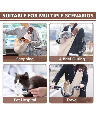 Reversible Front Dog Sling Carrier | Hands-Free Pet Papoose Bag for Small Dogs and Cats | Adjustable Strap | Outdoor Travel | Beige - Size M - Buy Online on GoSupps.com