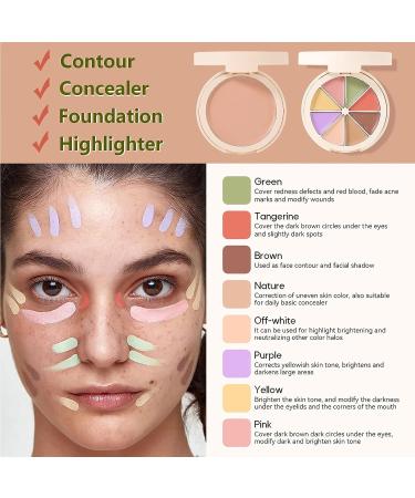 Rosarden 8 Color Corrector Palette | Full Coverage Cream Foundation & Concealer Palette | Contour & Concealer for Dark Circles | Travel Makeup Palette with Mirror & Brush - Buy Online on GoSupps.com