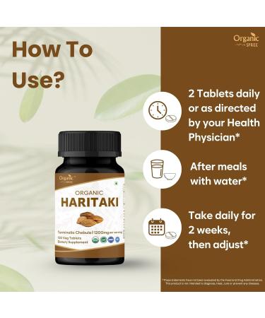 ORGANIC SPREE Haritaki 120 Tablets | Terminalia Chebula (Haritaki) | USDA Organic Certified | Improves Digestion and Detoxification* | Dietary Supplement 120tab - Buy Online on GoSupps.com