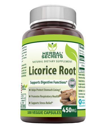 Herbal Secrets Licorice Root 450 Mg 100 Veggie Capsules