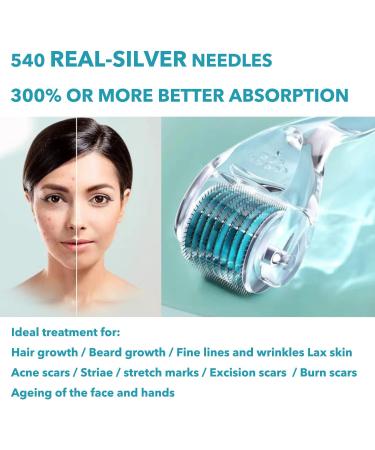 AUDUODUO Dermaroller 0.5 mm Needle Roller Microneedling Roller for Skin Care and Hair Care with Micro Needling 540 Silver Needles Face Roller with Needles - Buy Online on GoSupps.com