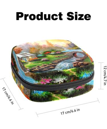 Women's Napkin Storage Bag & Menstrual Cup - Magical Village Painting & Portable Bandages for Period Care - Buy Online on GoSupps.com