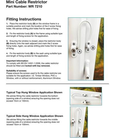 2 x UPVC Window Cable Restrictor Lock with Screws Child & Baby Safety Security Wire Tested to British Standards (White) - Buy Online on GoSupps.com