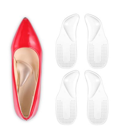 Plantar Fasciitis Relief Arch Support Shoe Insoles 2 Pairs Arch Support for Flat Feet Self-Adhesive Arch Pads for Relieve Pressure and Feet Pain Men and Women(Clear 5.7 2.2inch)