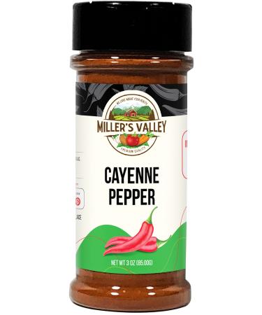 Miller's Valley Cayenne Pepper, Natural Premium Quality, Fresh and Full Cayenne Pepper Flavor 3 oz.