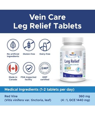 MapleLife Nutrition Leg Relief 360 mg Vein Care - Reduces Lower Leg Swelling from Edema Relieves Tiredness Heavy Legs and Leg Pain Enhance Blood Circulation - Red Vine Leaf Extract 60 Tablets - Buy Online on GoSupps.com