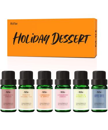 Fragrance Oils Set, MitFlor Winter Holiday Dessert Scented Oils, Warm Scents for Soap Candle Making, Aromatherapy Diffuser Oils Gift Set, Strawberry Cookie, Cinnamon Apple, French Vanilla and More