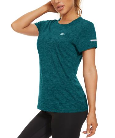 Kefitevd Melange Sportshirt women short arm with reflex stripes breathable stretching activity.