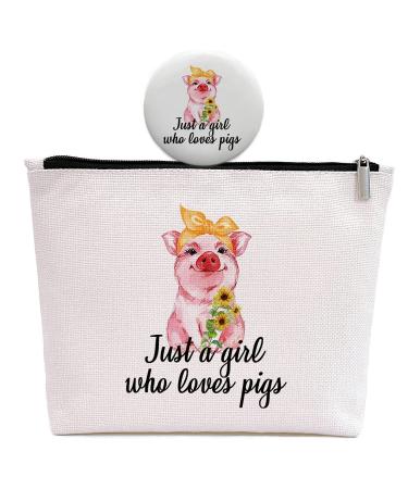 Ringshine Pigs Lover Gift for Girl, Birthday Gift for Her Best Friend Sister, Cute Pig Animal Gift, Just A Girl Who Loves Pigs, Makeup Bag, Letter printing, (Y141)