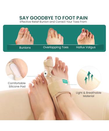 Welnove Bunion Corrector for Men & Women - Adjustable Bunion Splint Brace with Gel Pads - Pain Relief & Toe Straightener - Non-slip Strap Beige - Buy Online on GoSupps.com