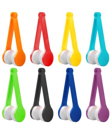 Eye Glass Sunglass Cleaner Kit - 8 Pcs Eye Glasses Cleaner Tool Mini Sunglasses Lens Surface Cleaner Microfiber Cleaning Clip for Eyeglasses (8 Colors)
