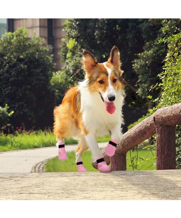 Petloft Anti-Slip Dog Socks for Small & Medium Pets - 4 Pack Slide-Resistant with Adjustable Fastening Tape (Pink Paw Size M) - Buy Online on GoSupps.com