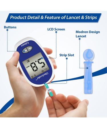 Glucoleader Enhance Blood Glucose Monitor Kit - 10+50 Test Strips & Lancets - CE Approved, ISO Certified - Made in Taiwan - Blue Meter - Buy Online on GoSupps.com