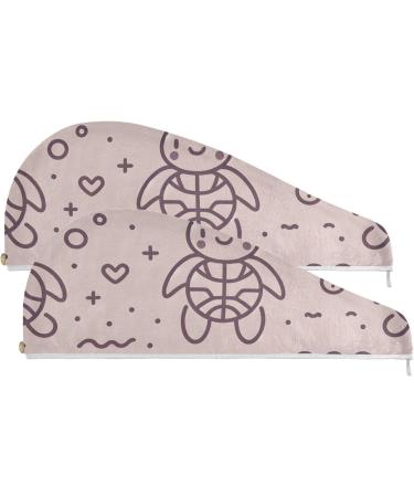Line Turtle Hair Towel 2 Pack - Super Absorbent Quick Dry Hair Turbans for Women & Girls - Ultimate Hair Drying Solution - Buy Online on GoSupps.com