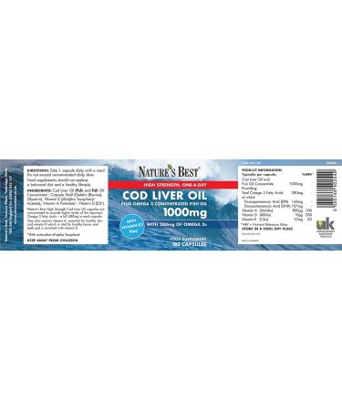 High Strength Cod Liver Oil Capsules 1000mg | 180 Capsules | Omega 3s & Vitamin D3 | UK Made | 6-Month Supply - Buy Online on GoSupps.com