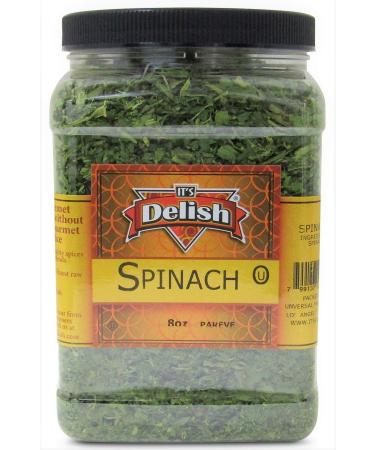 Premium Gourmet Chopped Dried Spinach Flakes - 8 Oz Jumbo Reusable Container by Its Delish | Natural Dehydrated Spinach Leaves for Cooking, Camping, Backpacking | Ideal for Sauces, Soup, Dips - Buy Online on GoSupps.com