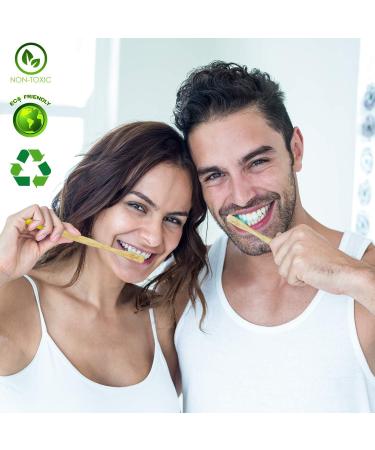 Lamcy Bamboo Toothbrushes for Adults with Medium Bristles | Pack of 5 Natural Bamboo Toothbrush | Eco-Friendly Natural Wooden Toothbrush | Organic Biodegradable Handle | BPA Free Tooth Brushes Adults - 5 Pack - Buy Online on GoSupps.com