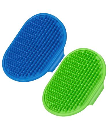 2 Pack Dog Grooming Brush, Premium Pet Bath Brush with Adjustable Ring Handle for Bathing - Massaging -Hair Removal - on Wet or Dry Hair , for Long Short Haired Dogs and Cats