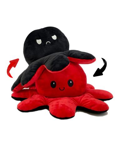 COLORS Giant Reversible Octopus Plush large - Happy and Sad Moody octopus Stuffed toy- Big size 20cm Octopus Plushie Reversable teddy - Flip Octopus UK shows Emotion without saying words! (Sun-Moon) Yellow Red