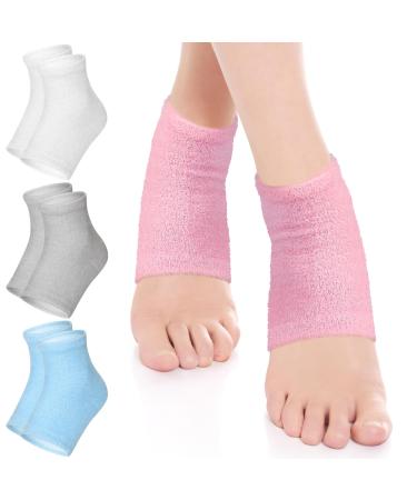 Breathffy 8 Pairs Aloe Fuzzy Moisturizing Heel Socks Bulk 4 Colors Aloe Infused Heel Socks for Women Toeless Socks Non Slip Heel Socks for Dry Cracked Feet Heel Sleeves Softening Calluses