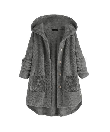 Hanxiulin plush jacket oversize warm fed fleecemantel women winter parka winter color variants transition jacket fleece buffer coat with hooded breathable bomber jacket premium coat xl gray