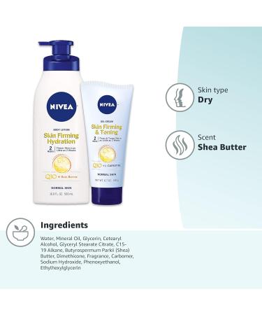 NIVEA Skin Firming Body Lotion Variety Pack - Hydrating 16.9 Fl Oz Lotion & Firming 6.7 Oz Gel Cream - Buy Online on GoSupps.com