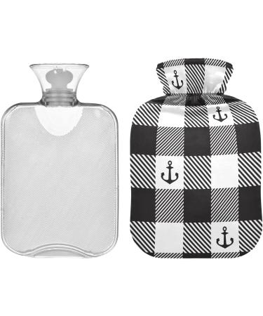 Buy NAANLE Black and White Plaid Anchor Hot Water Bottle - 1L Transparent Pain Relief & Warmth for Bed Hands & Feet Cozy Heat & Cold Therapy Solution - Buy Online on GoSupps.com
