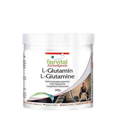 Fairvital | L-Glutamine powder - HIGH DOSE - VEGAN - 500g - Amino acid without additives