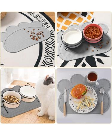 ZOCONE Cat Food Mat - Non Slip Waterproof Pet Mat for Bowls - Cat Paw Shape Design - Grey - Buy Online on GoSupps.com