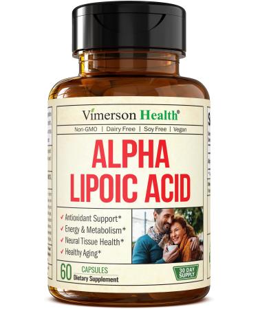 Alpha Lipoic Acid - ALA Nerve Support Supplement 650mg for Inflammation Energy Metabolism Antioxidant & Aging Support. High Potency Alpha-Lipoic Acid - Vegan Non-GMO. Made in the USA. 60 Capsules 60 Count (Pack of 1)