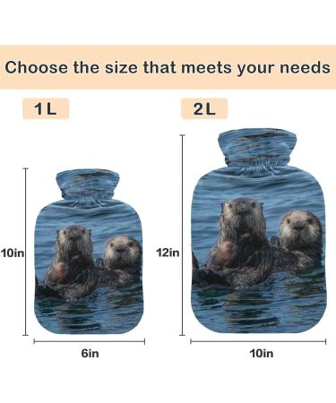 Naanle Wild Sea Otter Hot Water Bottle - 2L Transparent Cover for Bed & Pain Relief | Large Hand & Feet Warmer | Heat & Cold Therapy - Buy Online on GoSupps.com