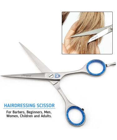 Haryali London 6.0 Inch Hair Cutting Scissors | Stainless Steel Hairdressing Shears for Barbers | Professional Scissors with Pouch for Salon and Home Use - Blue - Buy Online on GoSupps.com
