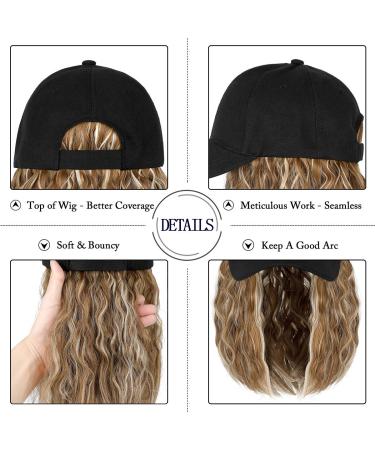 Qlenkay Baseball Cap Hair: 14 Wavy Ginger Blonde Mix Bleach Blonde Wig Hat for Women - Buy Online on GoSupps.com