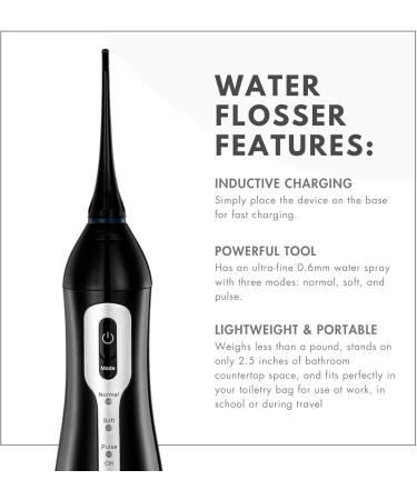 ToiletTree Products Oral Irrigator by Poseidon Portable Cordless Water Flosser (Black) | International Shipping Available - Buy Online on GoSupps.com