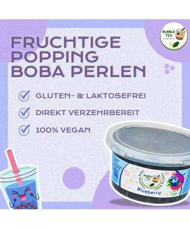 Bubble Tea Express - Fruity Popping Boba Pearls Blueberry 490g | Vegan Gluten-Free & Lactose-Free | Delicious Fruit Juice Beads for Bubble Tea - Buy Online on GoSupps.com