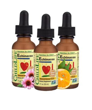 ChildLife Essentials Liquid Echinacea for Kids - Immune Booster for Kids, All-Natural, Gluten-Free, Allergen-Free, Kids Echinacea Drops - Natural Orange Flavor, 1-Ounce Bottle (Pack of 3) 1 Fl Oz (Pack of 3)